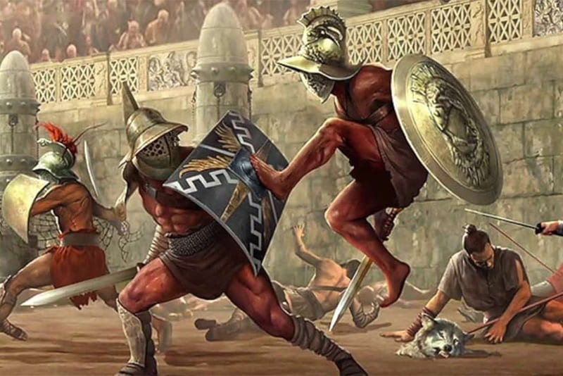 Gladiatorial-challenges-played-in-Roman-amphitheaters-included-creatures-for-example-bears-rhinos-tigers